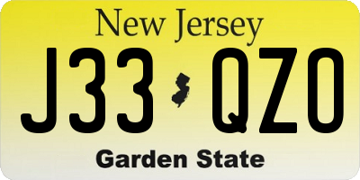 NJ license plate J33QZO
