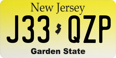 NJ license plate J33QZP