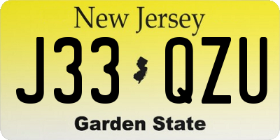 NJ license plate J33QZU