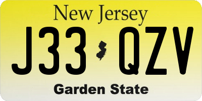 NJ license plate J33QZV