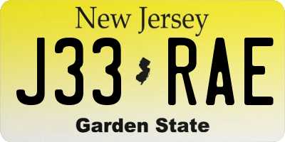 NJ license plate J33RAE