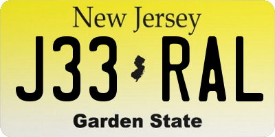 NJ license plate J33RAL