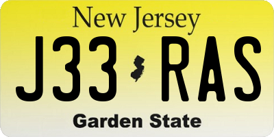 NJ license plate J33RAS