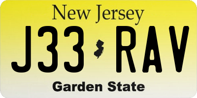 NJ license plate J33RAV
