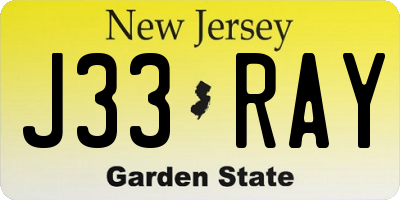 NJ license plate J33RAY
