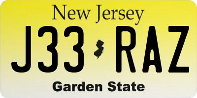 NJ license plate J33RAZ