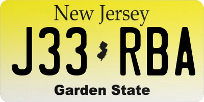 NJ license plate J33RBA