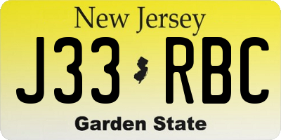 NJ license plate J33RBC