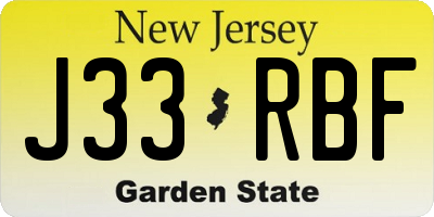NJ license plate J33RBF