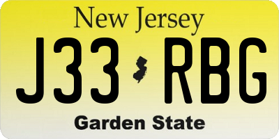 NJ license plate J33RBG