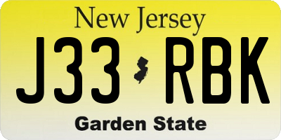 NJ license plate J33RBK