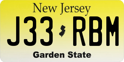 NJ license plate J33RBM
