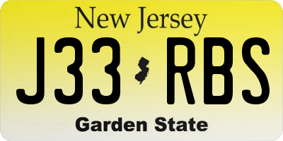 NJ license plate J33RBS