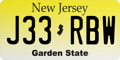 NJ license plate J33RBW