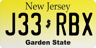 NJ license plate J33RBX