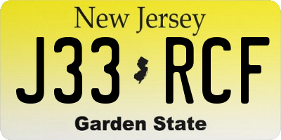 NJ license plate J33RCF