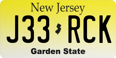 NJ license plate J33RCK