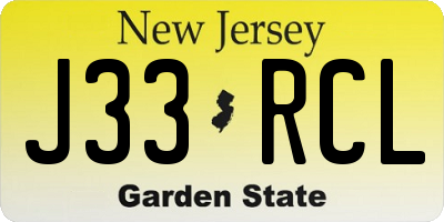 NJ license plate J33RCL