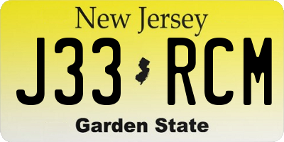NJ license plate J33RCM