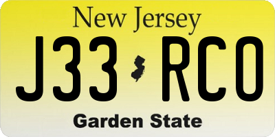NJ license plate J33RCO