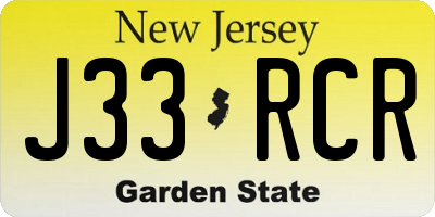 NJ license plate J33RCR