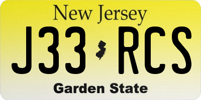 NJ license plate J33RCS