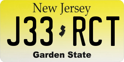 NJ license plate J33RCT