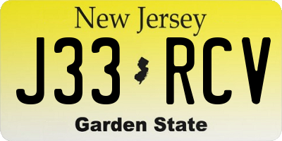NJ license plate J33RCV