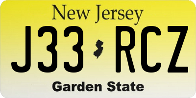 NJ license plate J33RCZ