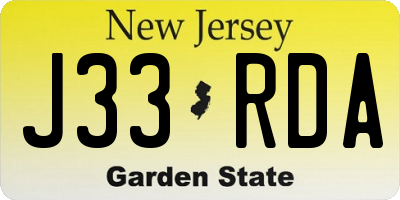 NJ license plate J33RDA