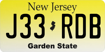 NJ license plate J33RDB