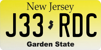 NJ license plate J33RDC
