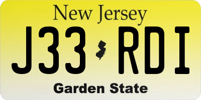 NJ license plate J33RDI