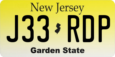 NJ license plate J33RDP