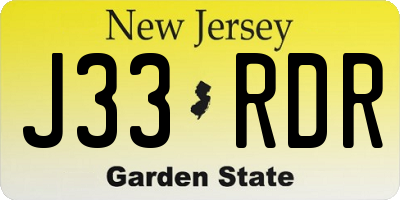 NJ license plate J33RDR