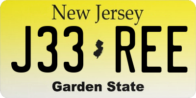 NJ license plate J33REE