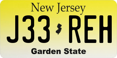 NJ license plate J33REH