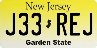 NJ license plate J33REJ
