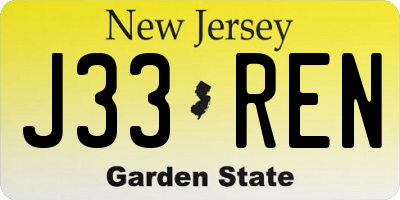 NJ license plate J33REN