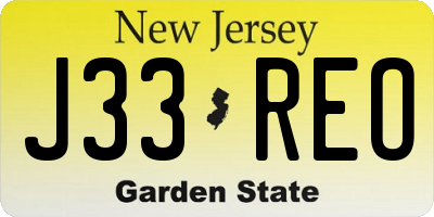 NJ license plate J33REO