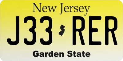 NJ license plate J33RER