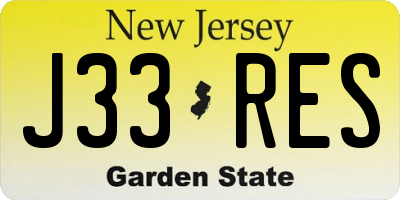 NJ license plate J33RES