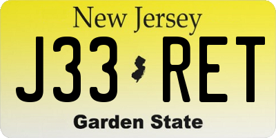 NJ license plate J33RET