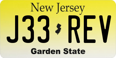 NJ license plate J33REV