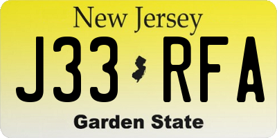 NJ license plate J33RFA
