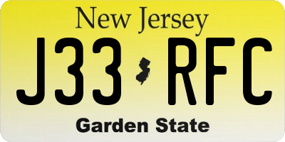 NJ license plate J33RFC