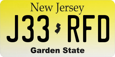 NJ license plate J33RFD