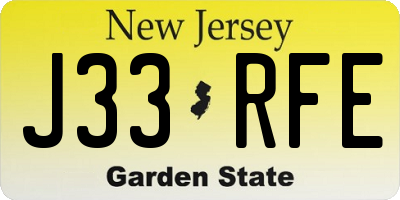 NJ license plate J33RFE