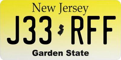 NJ license plate J33RFF
