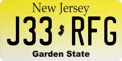 NJ license plate J33RFG